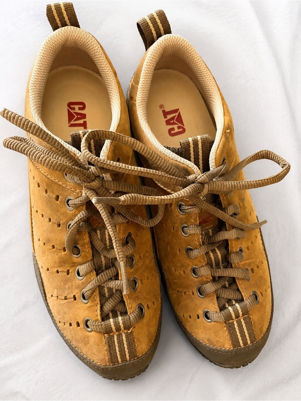 Caterpillar Mustard Brown Suede Lace-Up Sneakers